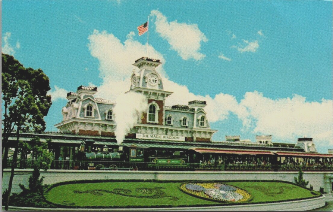 Disneyworld Magic Kingdom Train Station Kissimmee FL 1970’s Postcard Orlando