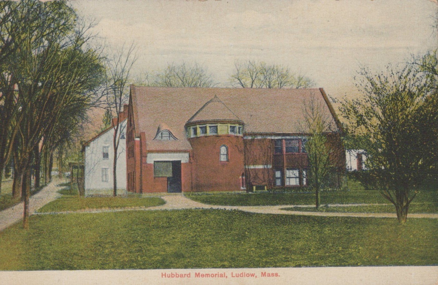 Ludlow MA Hubbard Memorial Litho-Chrome Antique 1910s – Photo Postcard