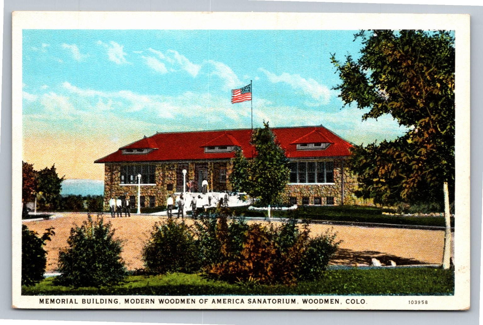 Vintage Memorial Building Modern Woodmen Sanatorium Postcard Colorado