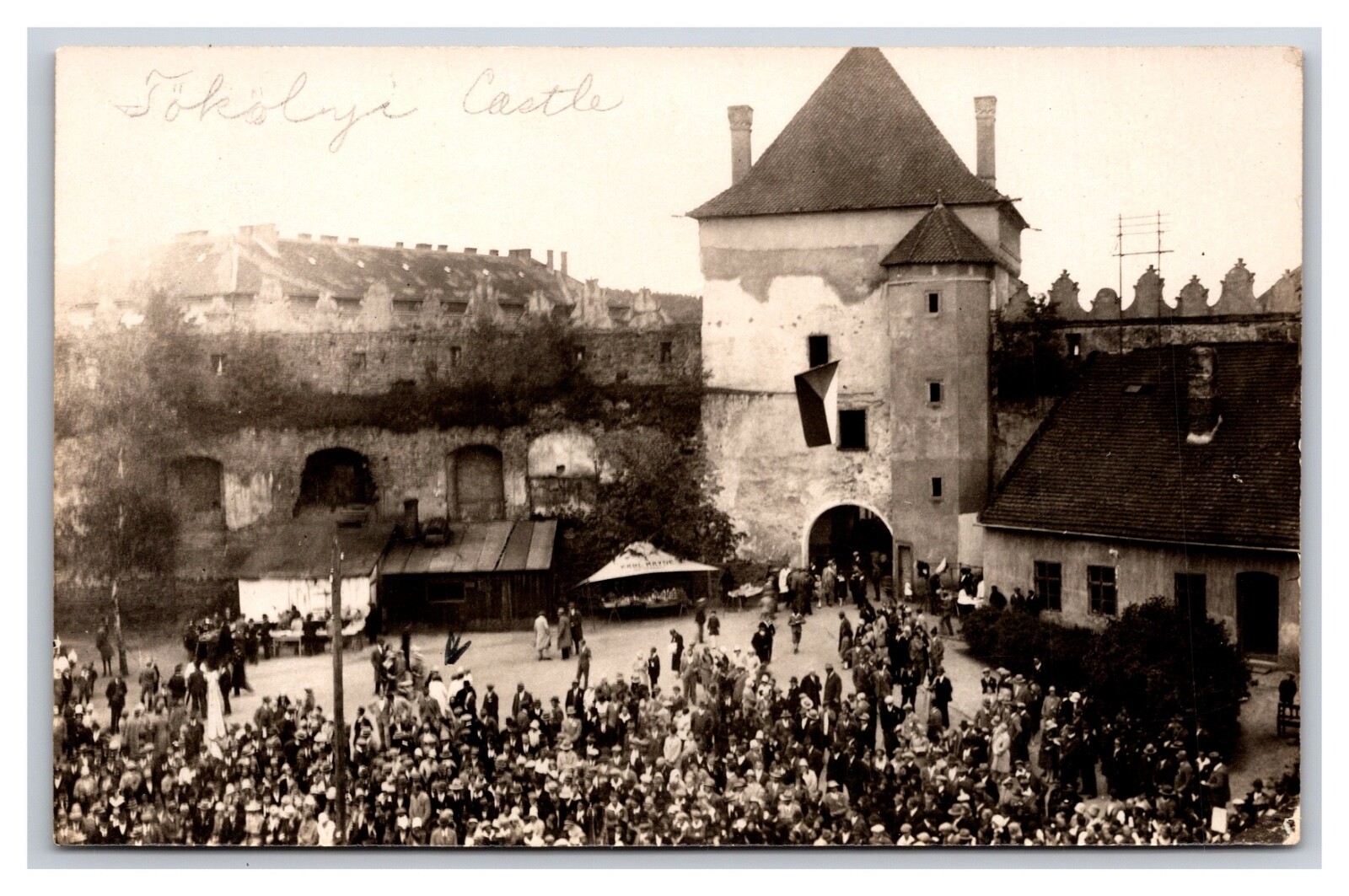 Vintage RPPC Thokoly Kesmark Castle Large Gathering Of Zipser Saxons