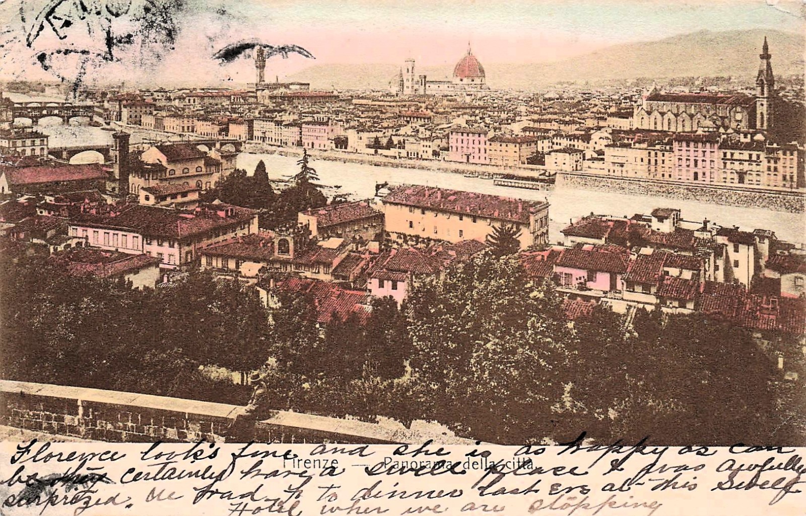 Firenze Italy Panorama Skyline Early 1900s Europe Trip Vacation Vtg Postcard J74