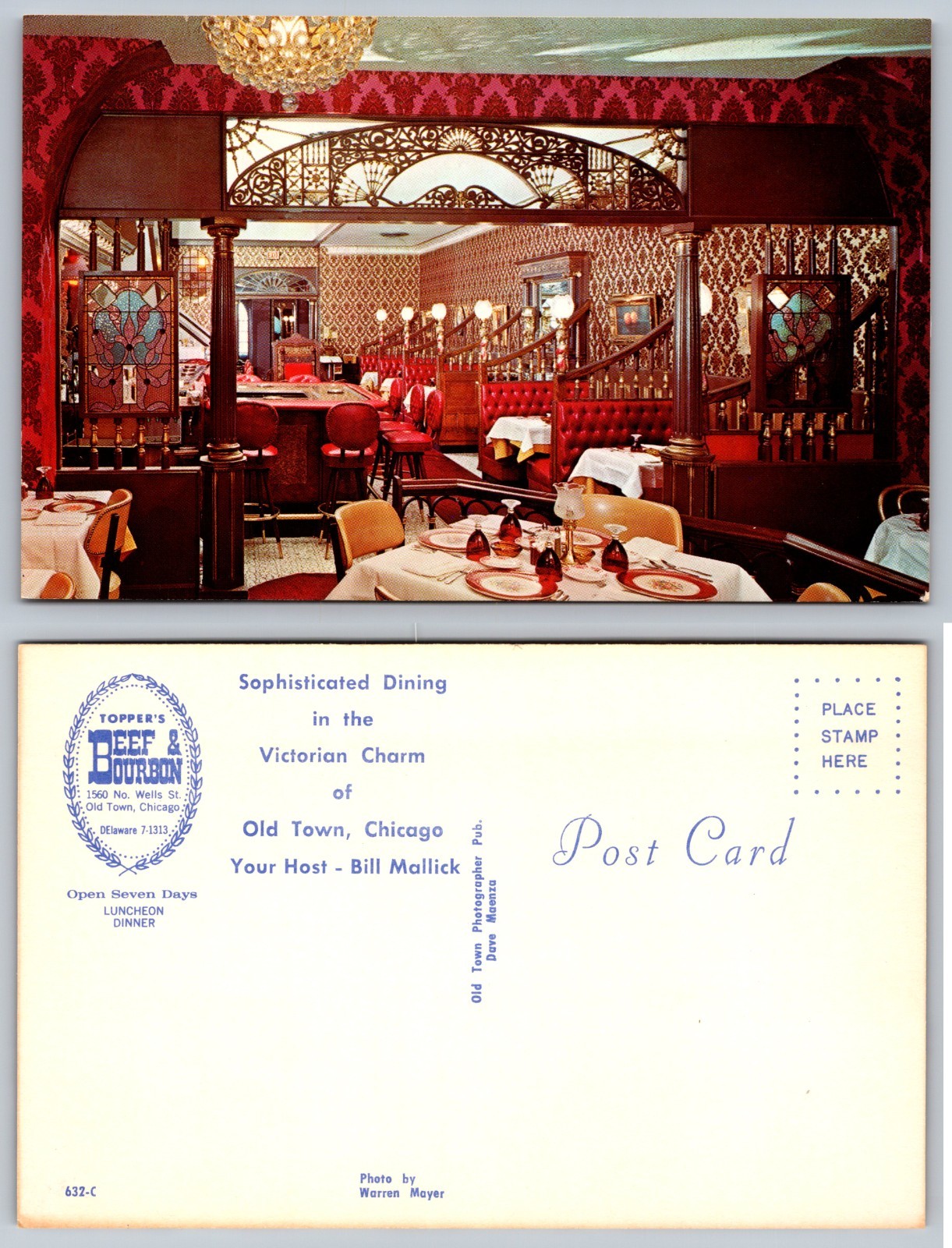 Old Town Chicago Dining Interior Postcard