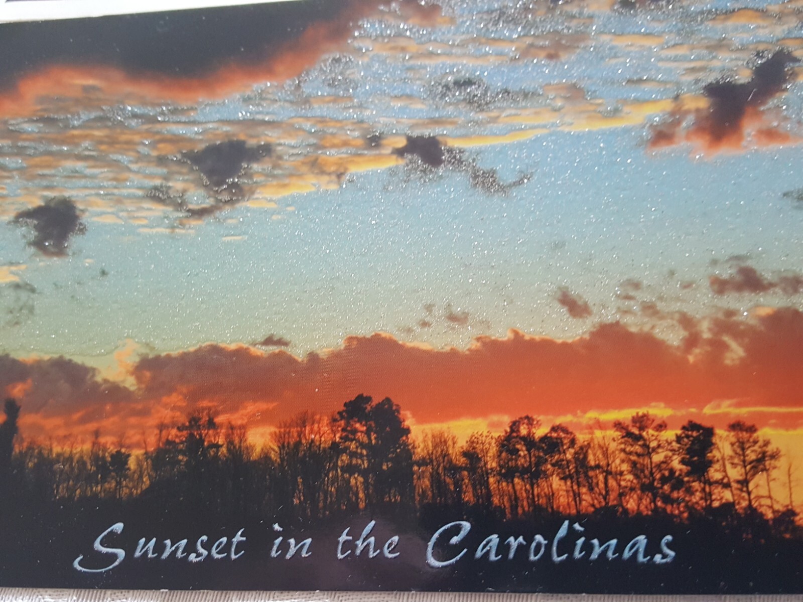 GLITTER Postcard-SPECTACULAR SUNSET CAROLINAS Charlotte 6″X 4″0
