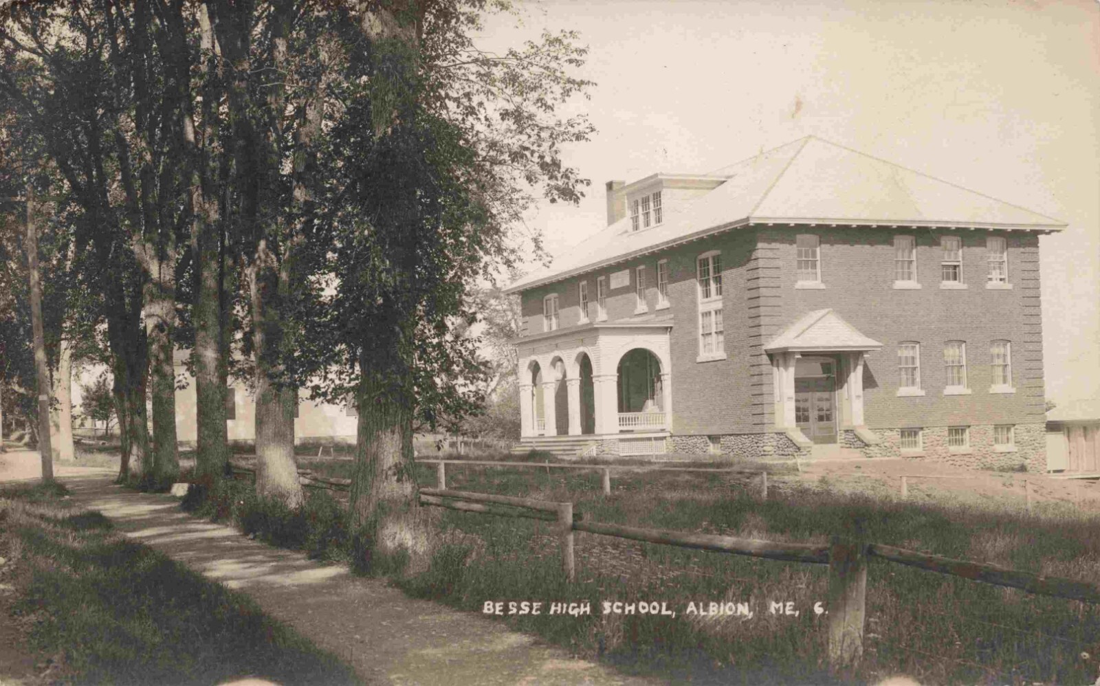 RPPC Albion Maine Besse High School c1915 Kennebec County Real Photo ME Postcard