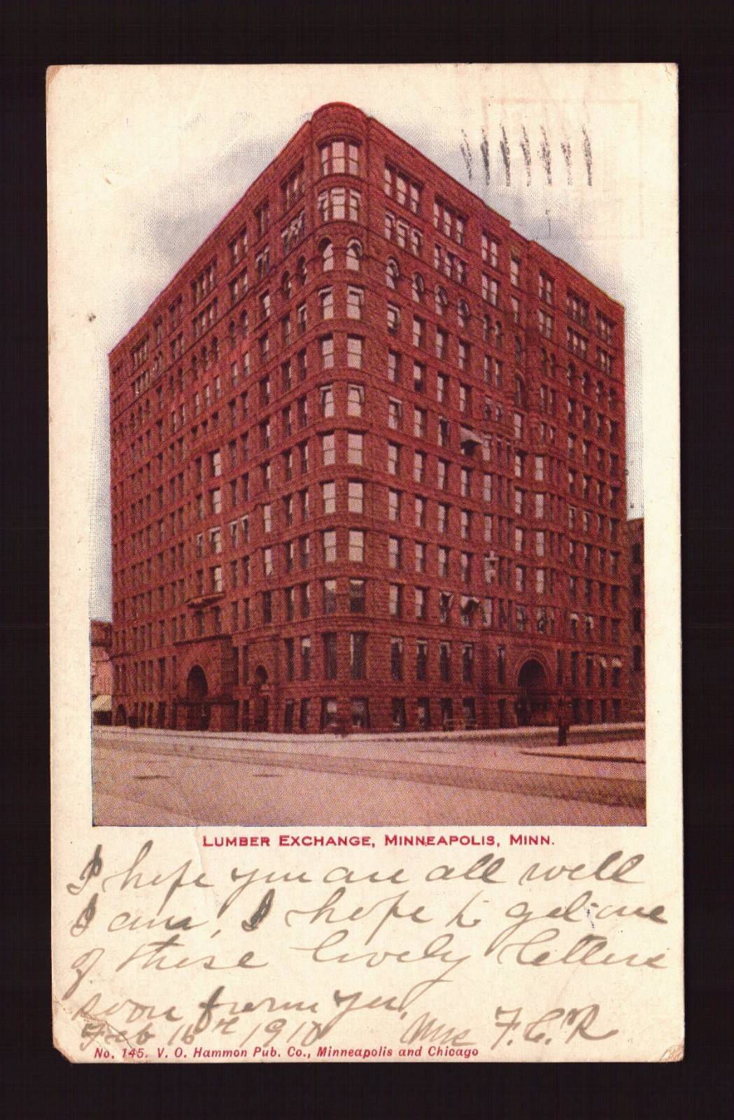 POSTCARD : MINNESOTA – MINNEAPOLIS MN – LUMBER EXCHANGE 1910 UDB