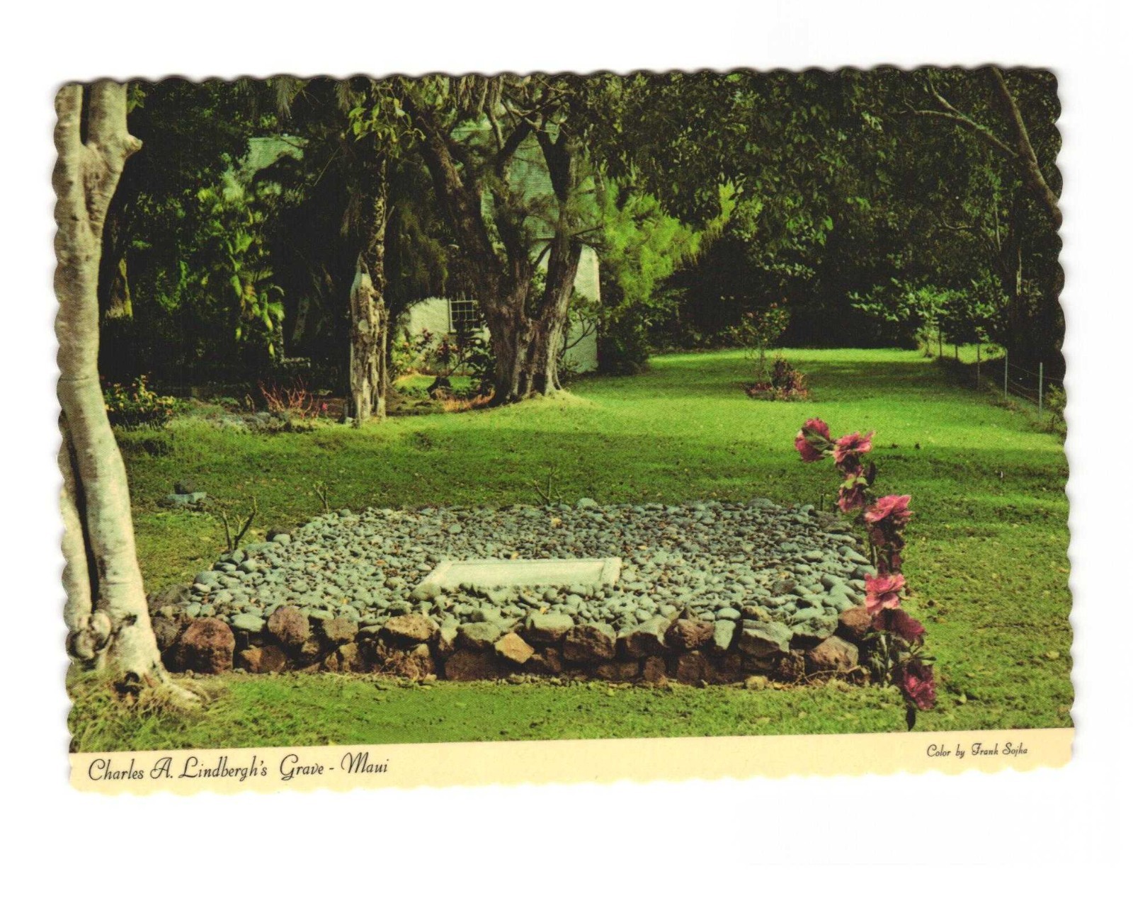 Charles A Lindbergh’s grave near HANA MAUI vintage postcard unposted