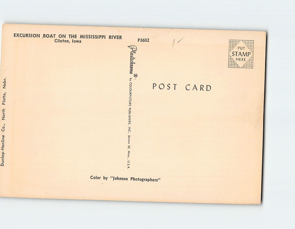 Postcard Mississippi Stern Wheeler Clinton Iowa USA