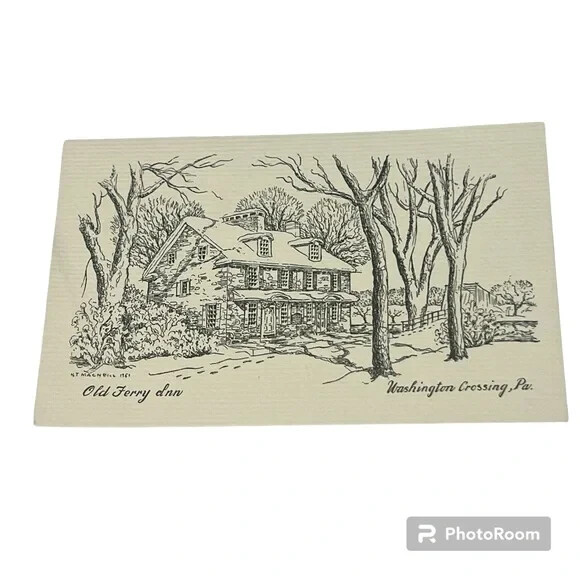 Postcard The Old Ferry Inn Washington Crossing PA Artist Card A110