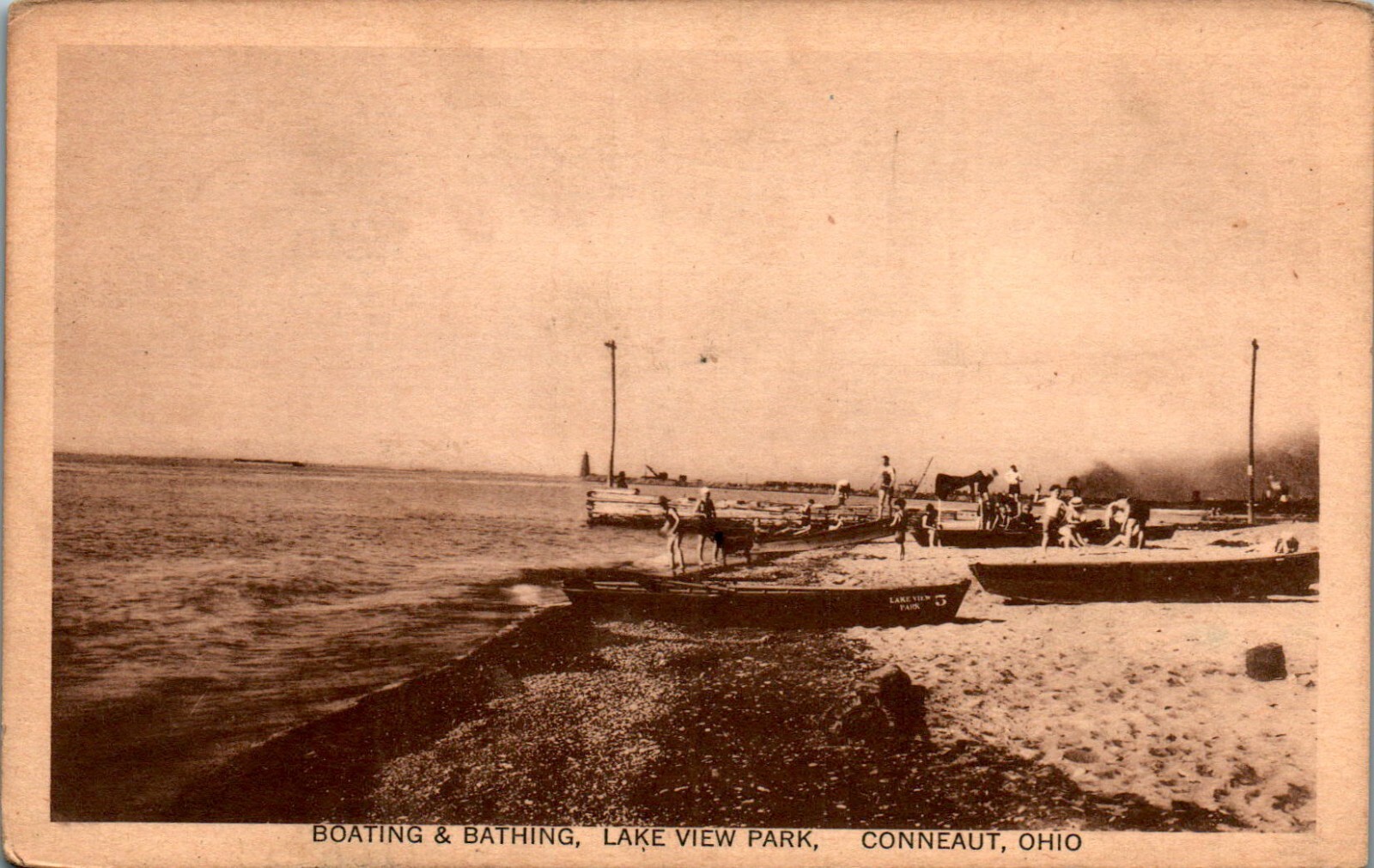 Boating and Bathing, Lake View Park, Conneaut, Ohio OH Postcard