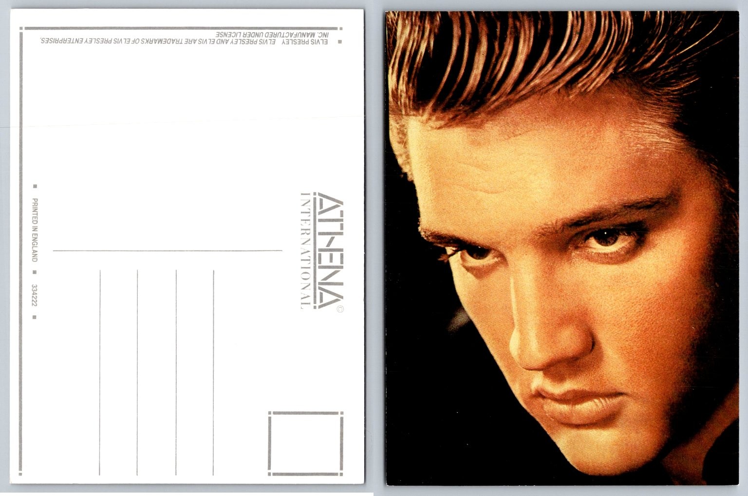 Elvis Presley Close-up Portrait Postcard Athena International Licensed Reprint