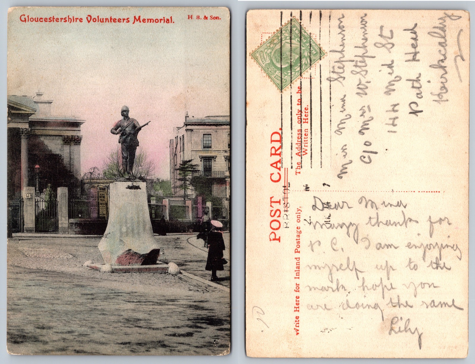 Gloucestershire Volunteers Memorial Monument Postcard