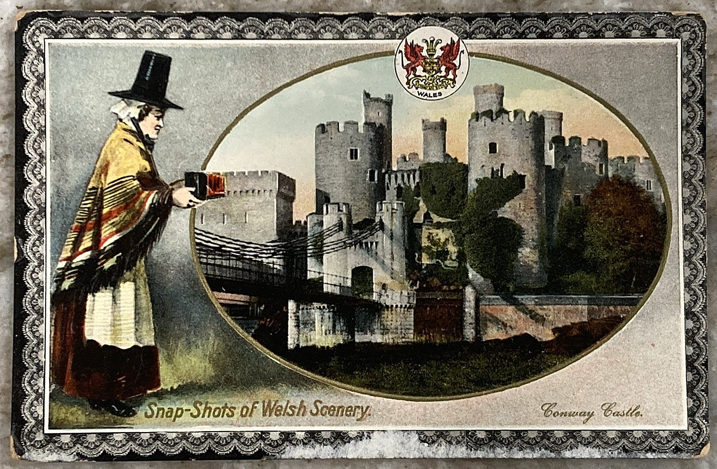 Conwy Castle Snap Shots of Welsh Scenery Wales UK Embossed Gel Postcard B814