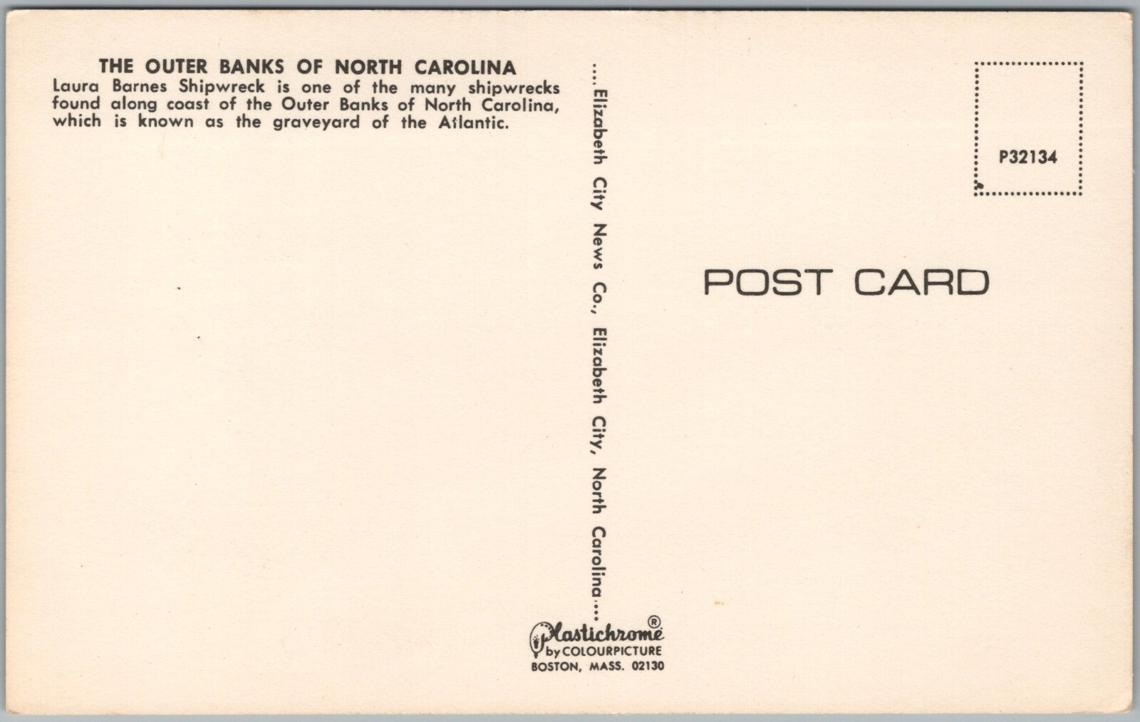 Laura Barnes Shipwreck Graveyard Atlantic Outer Banks NC Postcard F927