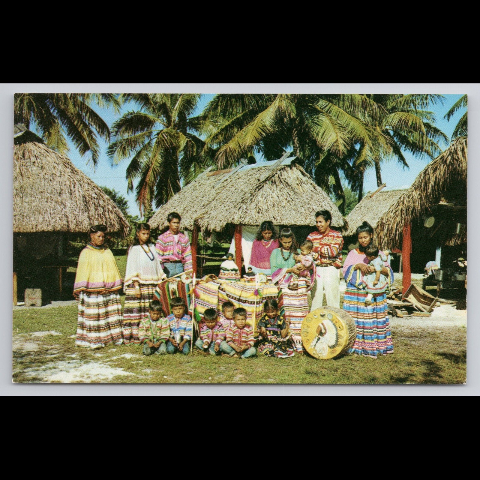 Vintage Miami Florida Seminole Indians Postcard Unposted Scenic Collectible View