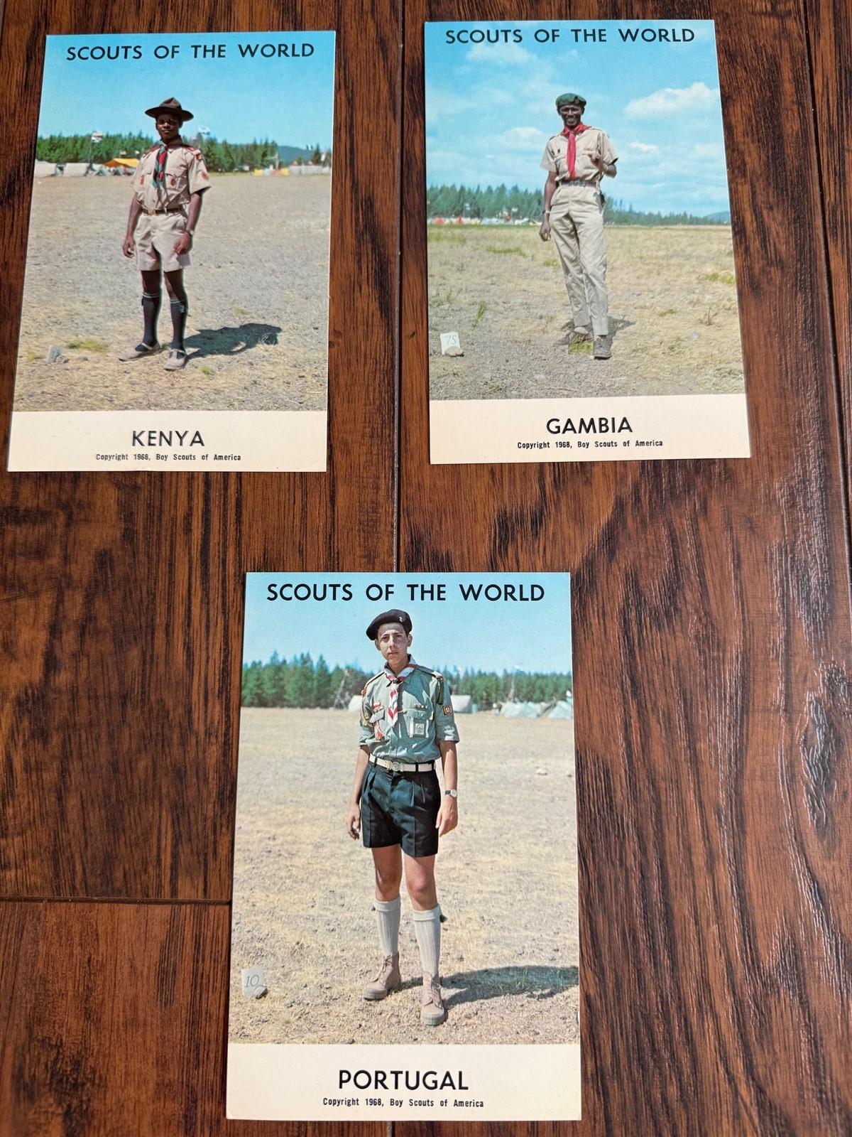 Scouts Of The World Boy Scouts Of America Lot 3 Postcards Portugal Kenya Gambia