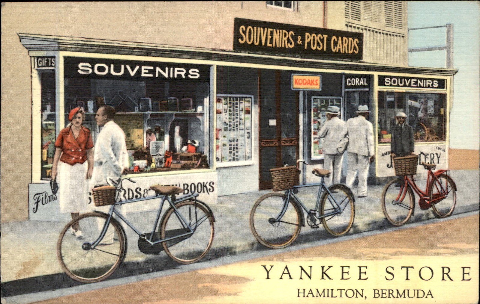 Hamilton Bermuda Yankee Store DELTIOLOGY Postcard Shop Linen Postcard bhn