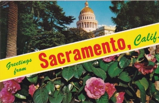 Split View Postcard-Greetings From SACRAMENTO, California