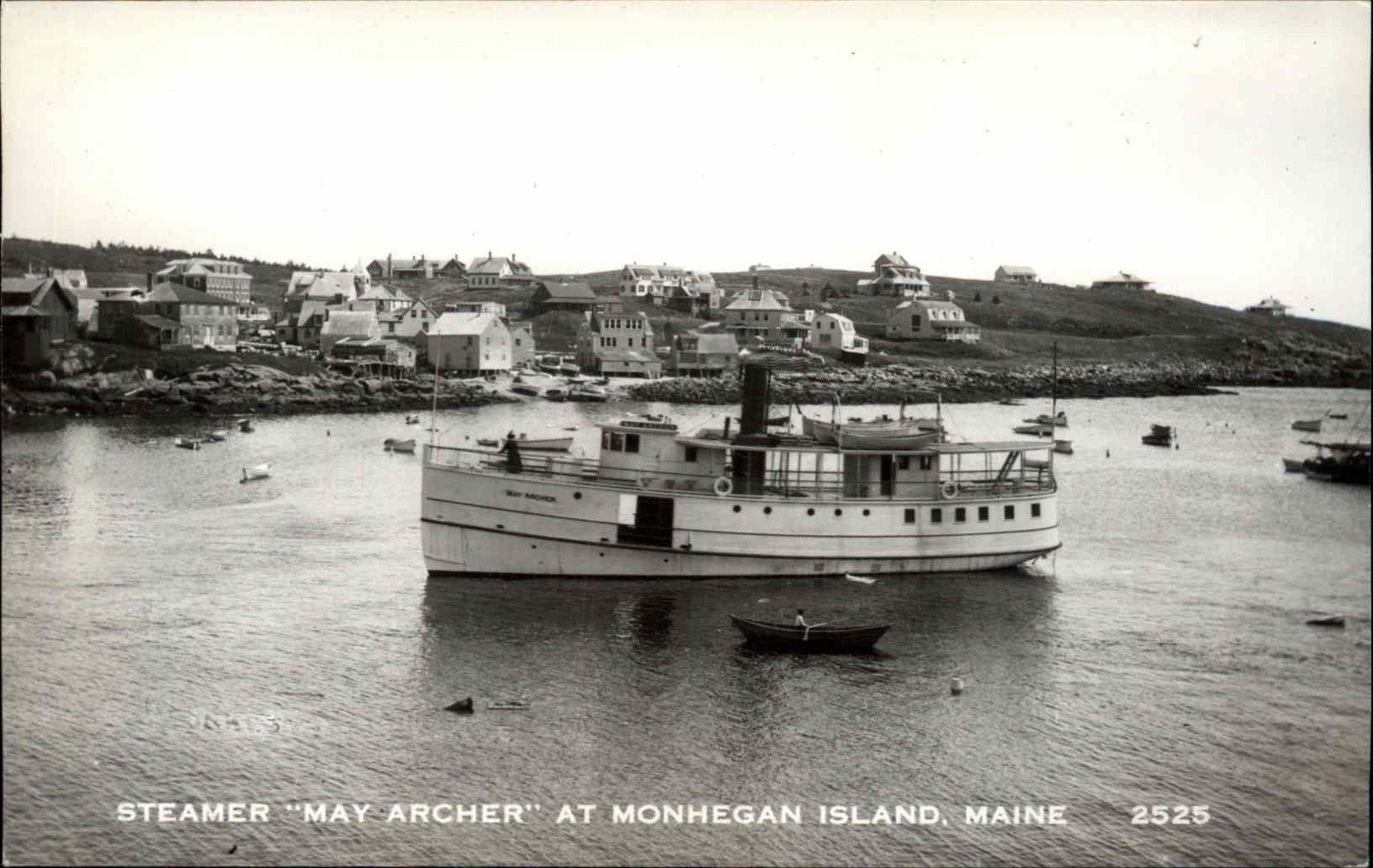 MONHEGAN ISLAND ME Steamer May Archer No. 2525 SHIP REISSUE RPPC