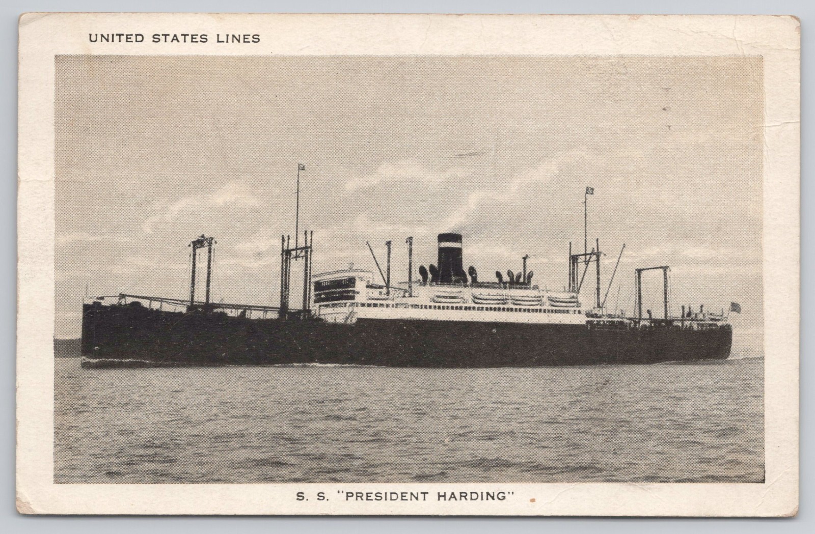 Vintage Postcard SS President Harding Ocean Liner United States Lines 1928 NY