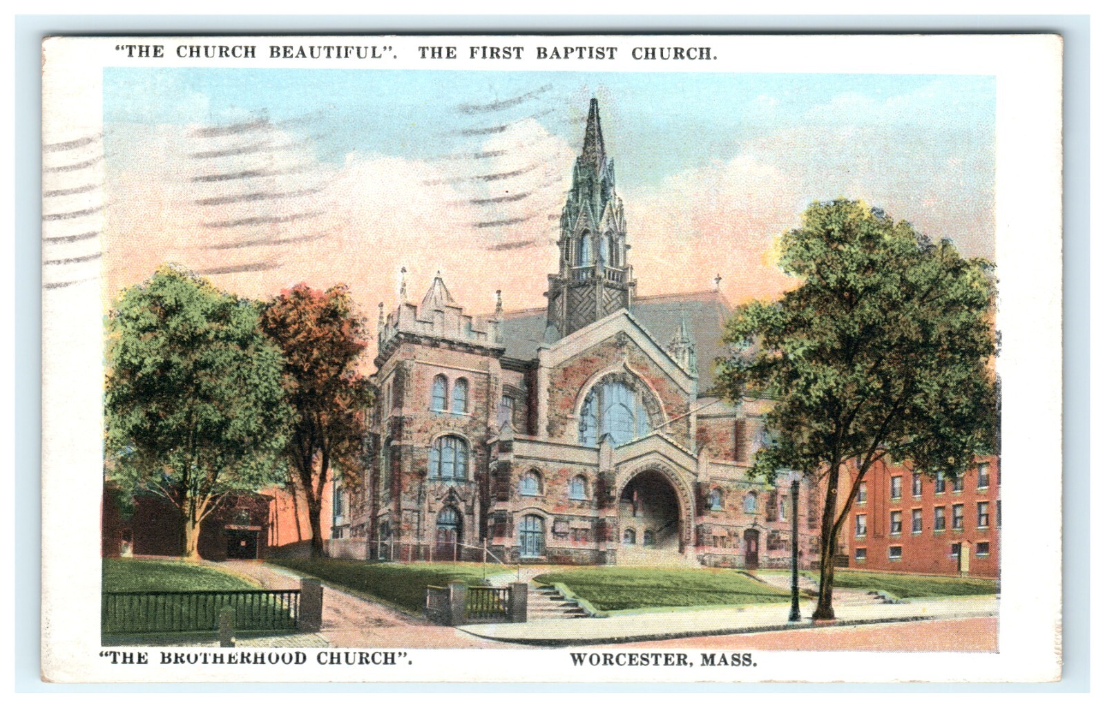 1914 The Church Beautiful The First Baptist Church First Worcester MA View