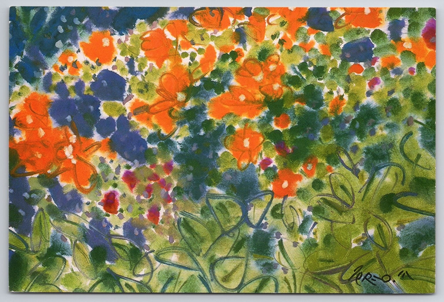 Teruo Miyake Mauna Kea Beach Hotel Hawaii Abstract Floral Art Postcard