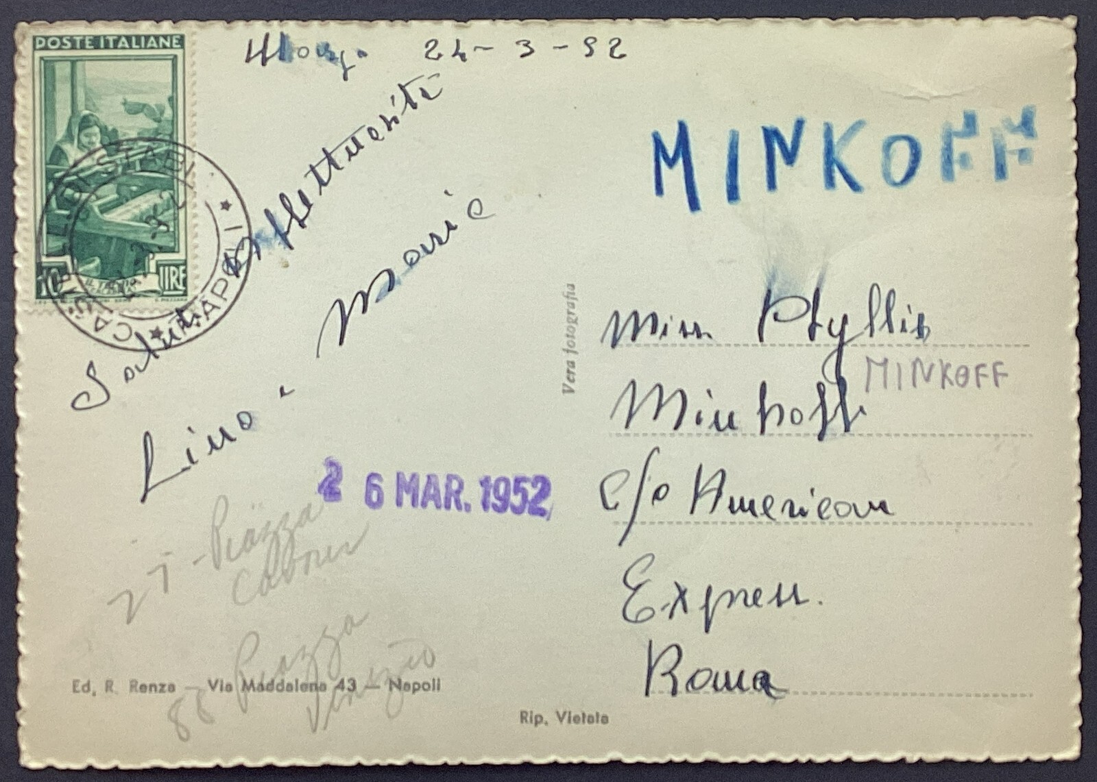 Castellammare di Stabia Naples Italy Vintage RPPC Postcard Posted 1952