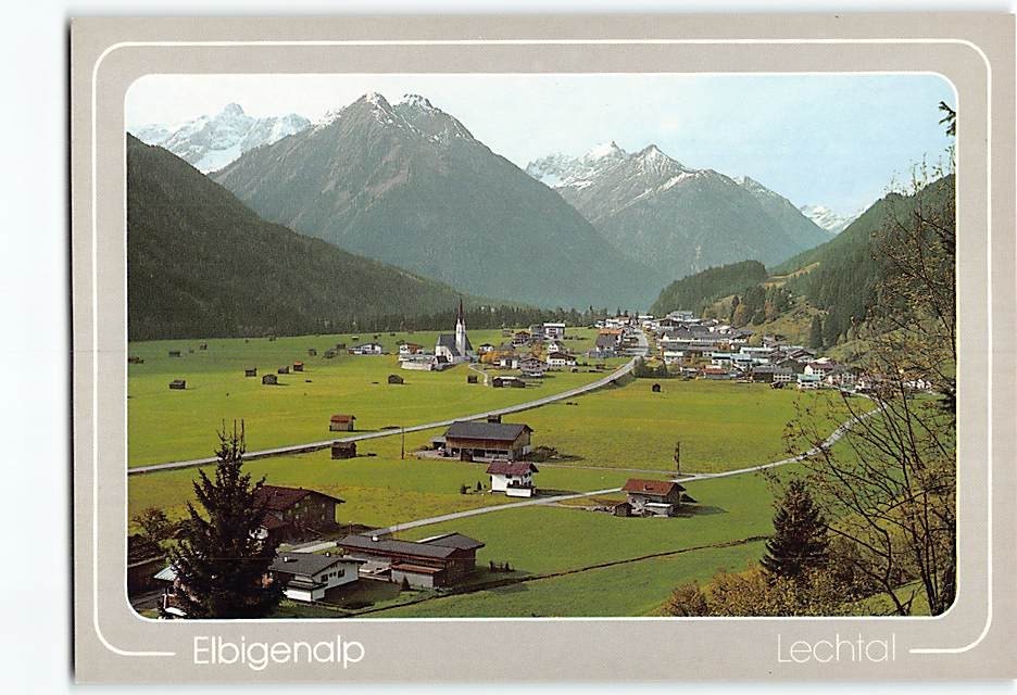 Postcard Panoramic View Elbigenalp Lechtal Valley in Tyrol Austria