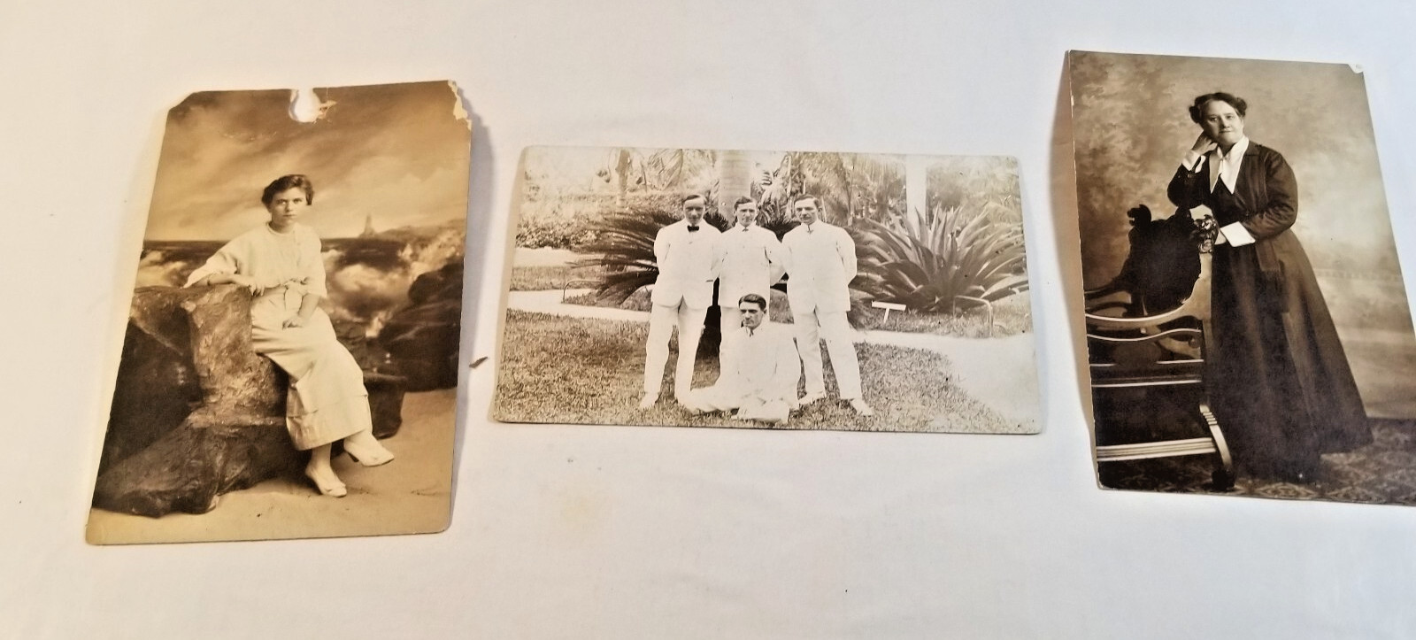 Postcards 1930’s Tropical White Suits Men and Women Lot of Three