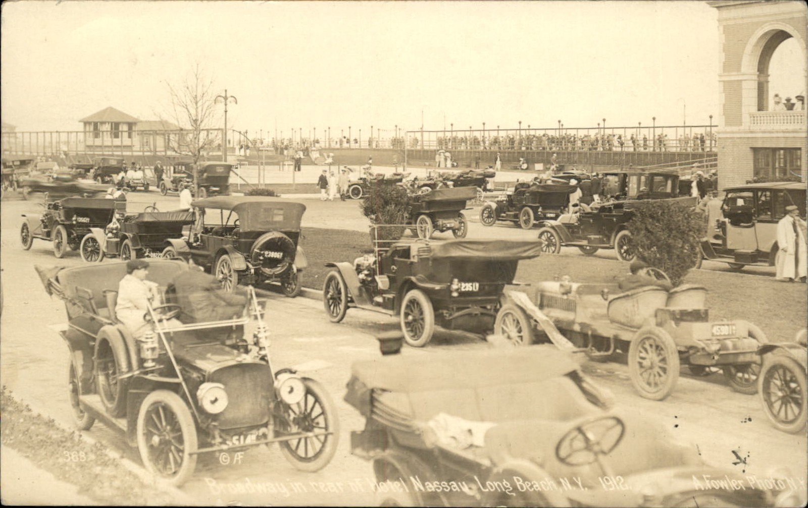 Nassau Long Beach NY Automobile Parade A. Fowler c1910s Real Photo Postcard bhn