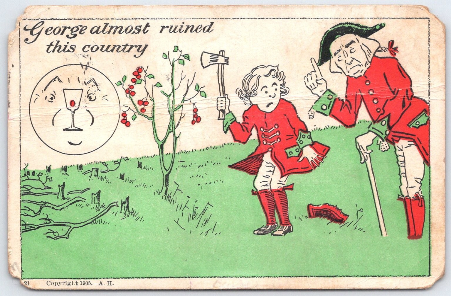 1905 Vintage Political Cartoon Postcard ‘George Almost Ruined This Country’
