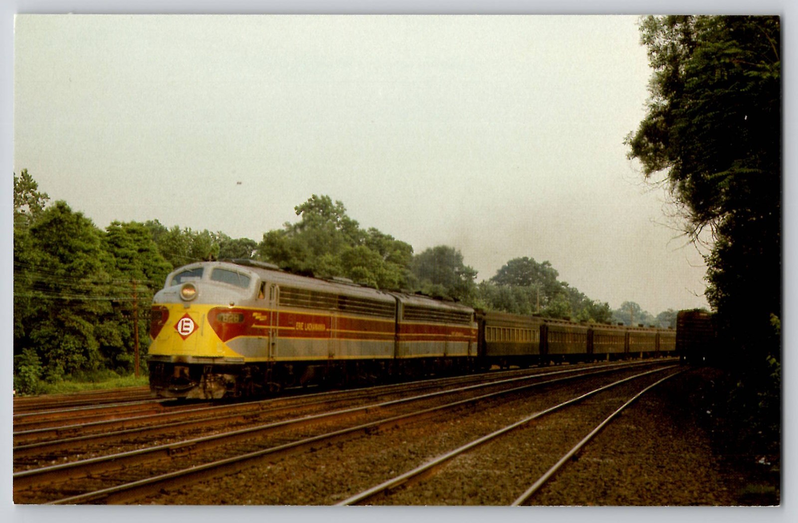 EMD E8A Diesel & Electric Erie Lackawanna Train Waldwick NJ Postcard 1980s