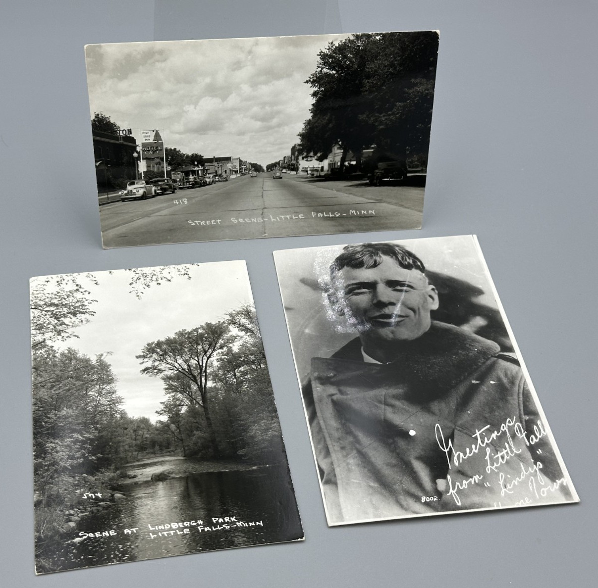 c 1950 LITTLE FALLS Minnesota STREET Charles LINDBERGH Real PHOTO Postcard RPPC