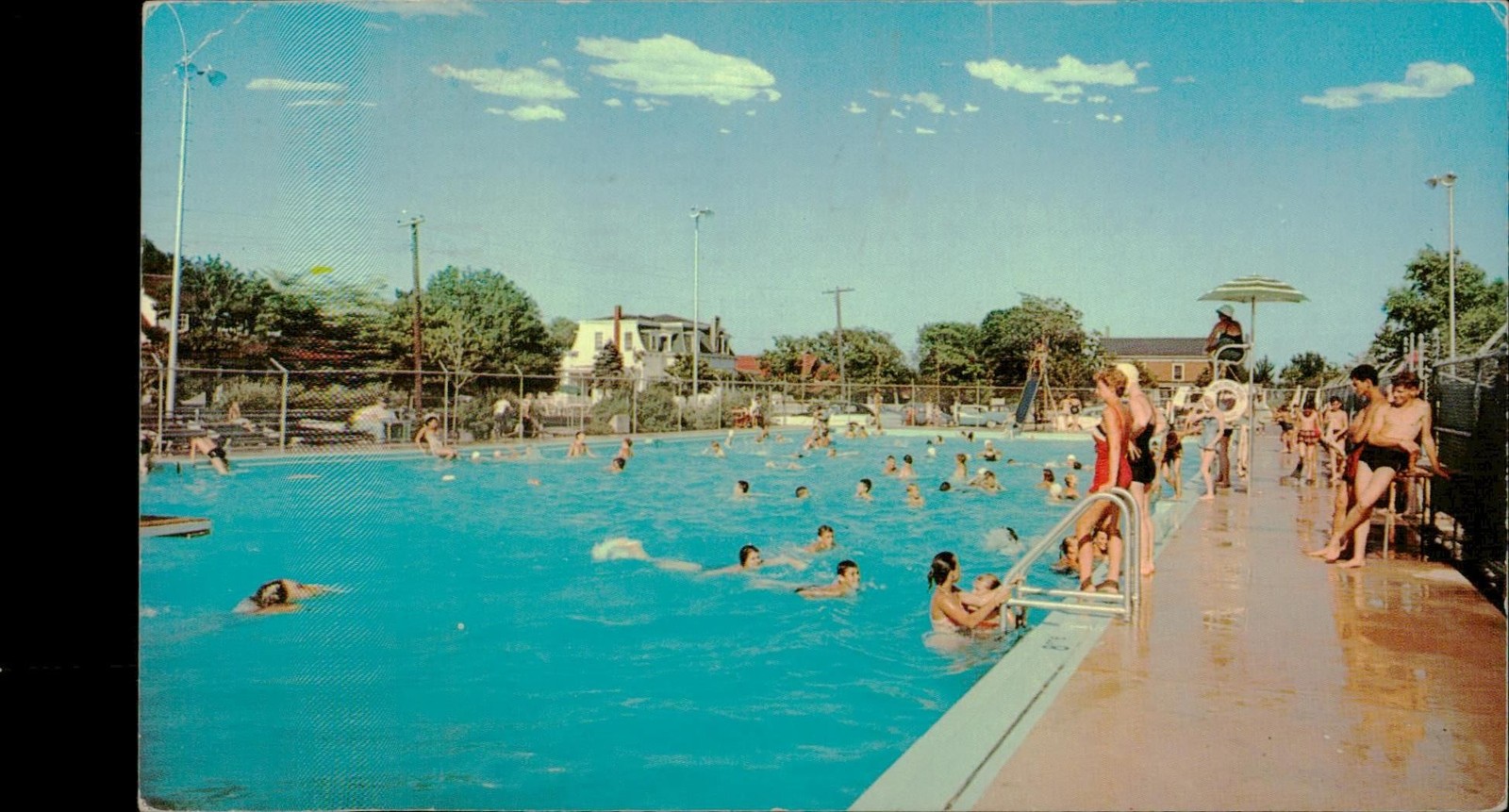 Patchogue Municipal Swimming Pool Postcard Patchogue NY 1962 Handwritten