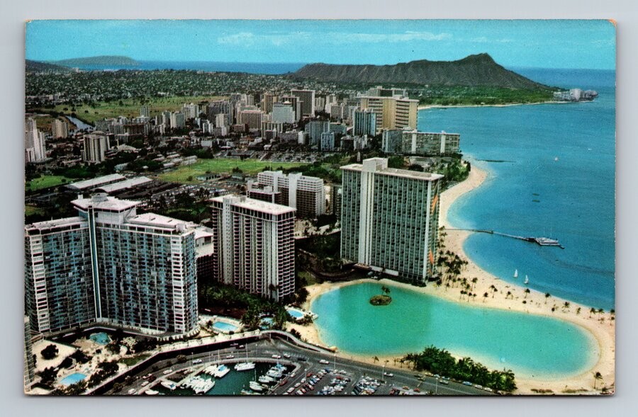 Waikiki,HI Panoramic View of Hotels with Diamond Head Honolulu County Hawaii