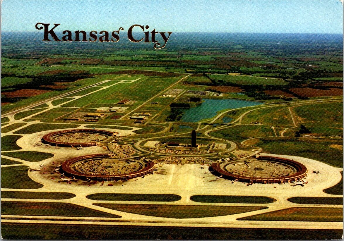 Kansas International Airport MCI Aerial View Kansas City Missouri c1990 Postcard