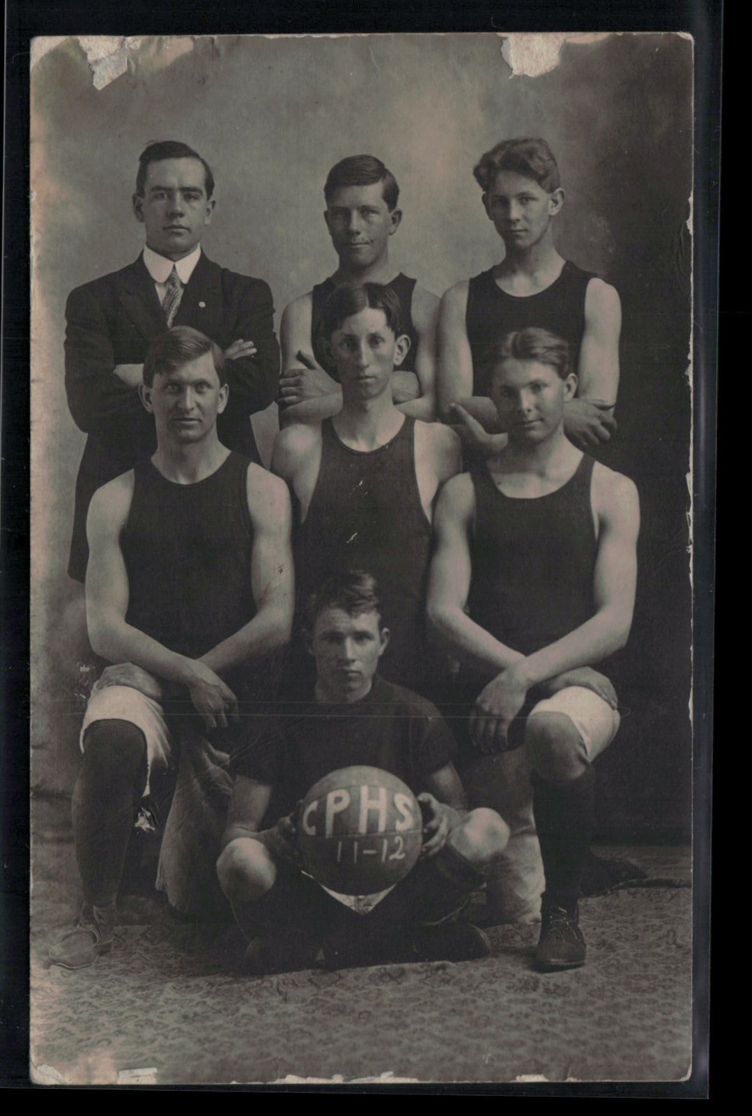 RPPC Postcard 1911, 1912 High School Basketball Team CPHS Team Photo