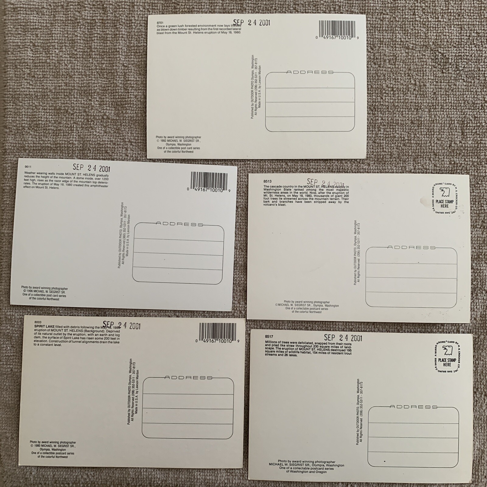 Mt St Helen WA VTG Postcards Lot of 5 Cards aftermath of eruption Pre own Photo