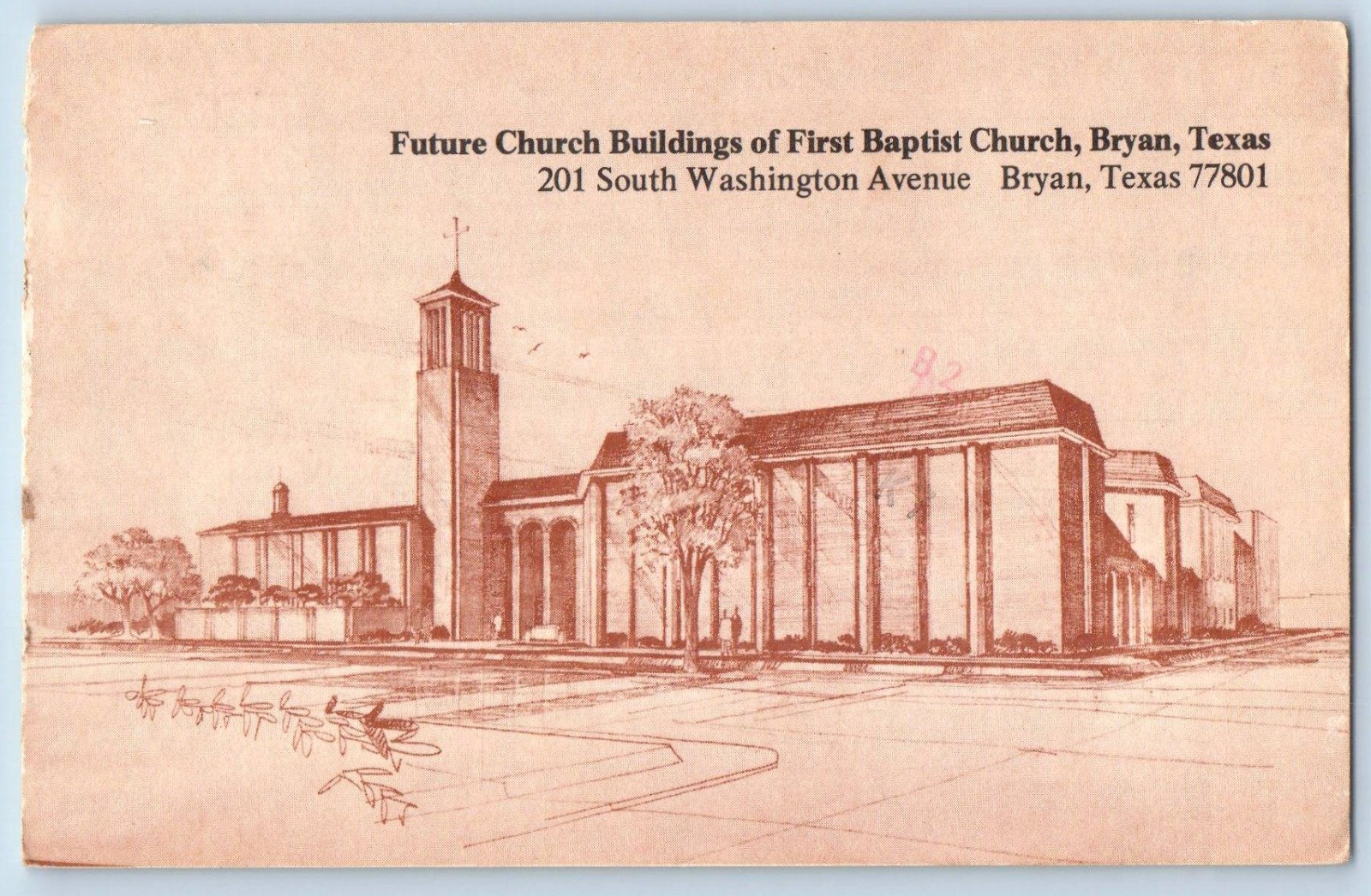 1932 Future Church Buildings Of First Baptist Church Bryan Texas TX Postcard