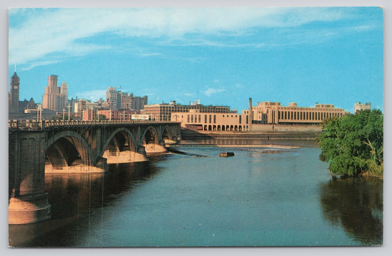Third Avenue Bridge Minneapolis MN Post Office Mississippi River Postcard