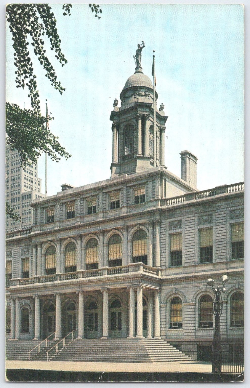 Vintage New York City Hall Postcard by Manhattan Post Card Pub. Co.