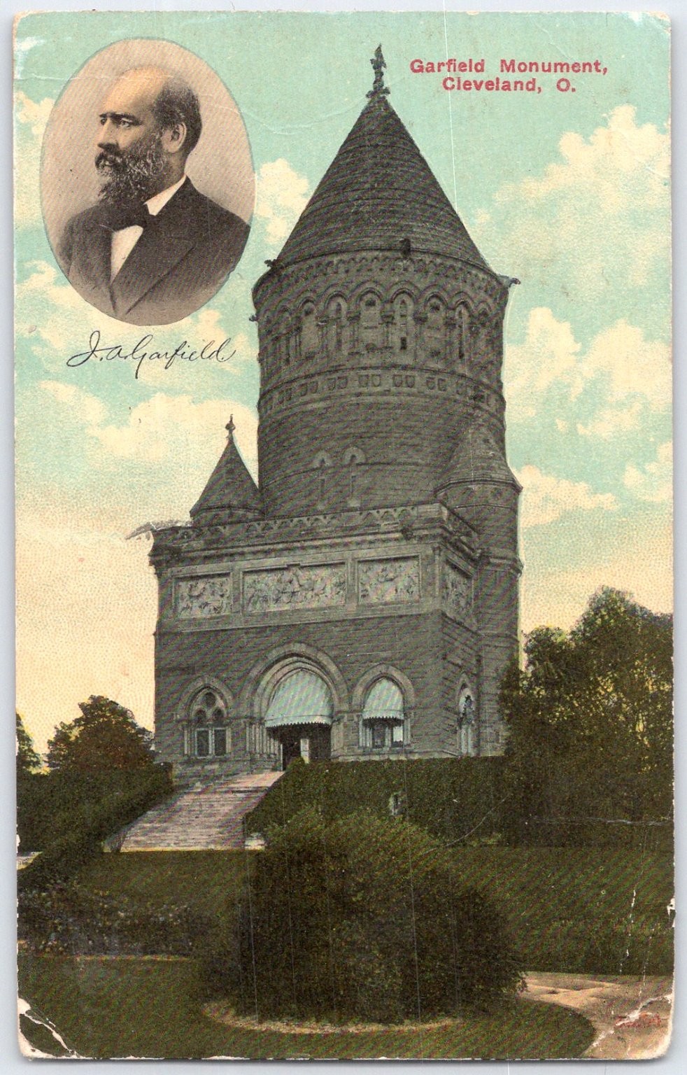 Garfield Monument Cleveland OH Postcard J.A. Garfield Portrait 1914 Ohio History
