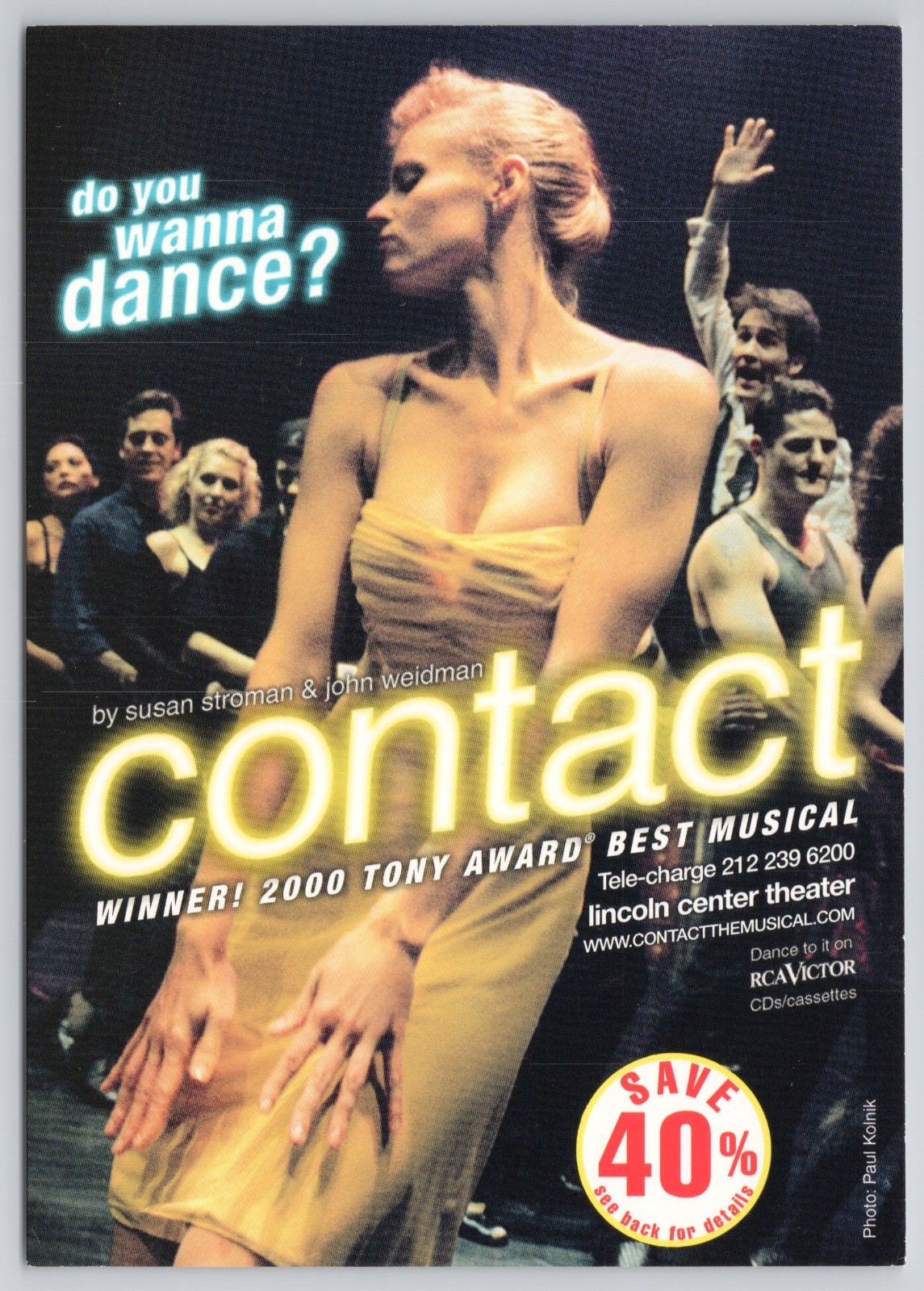 Contact Broadway Musical Tony Award Winner 2000 Promo Theater Postcard
