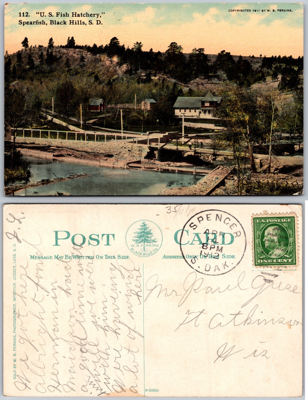 US Fish Hatchery Spearfish SD Postcard