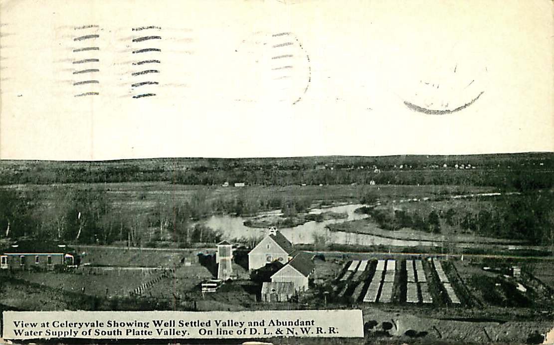 Postcard Celeryvale, South Platte Valley on Denver, Laramie & North Western RR