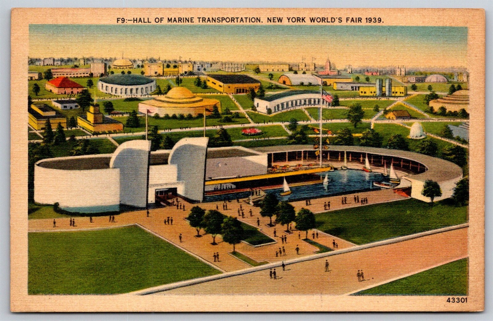 NY Worlds Fair 1939 Linen Postcard Hall of Marine Transportation
