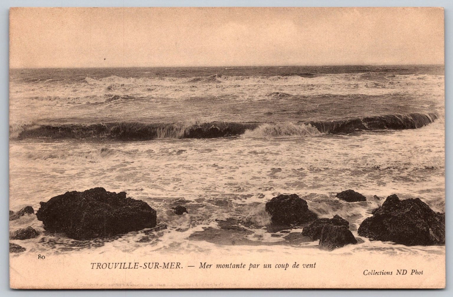 Trouville-sur-Mer Stormy Sea Waves ND Phot France Antique Postcard F475