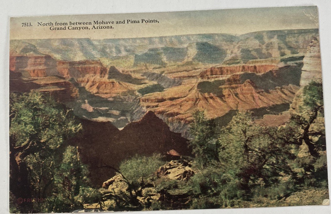 Vintage 1910s Fred Harvey Postcard ~Mohave & Pima Pts, Grand Canyon ~Arizona AZ