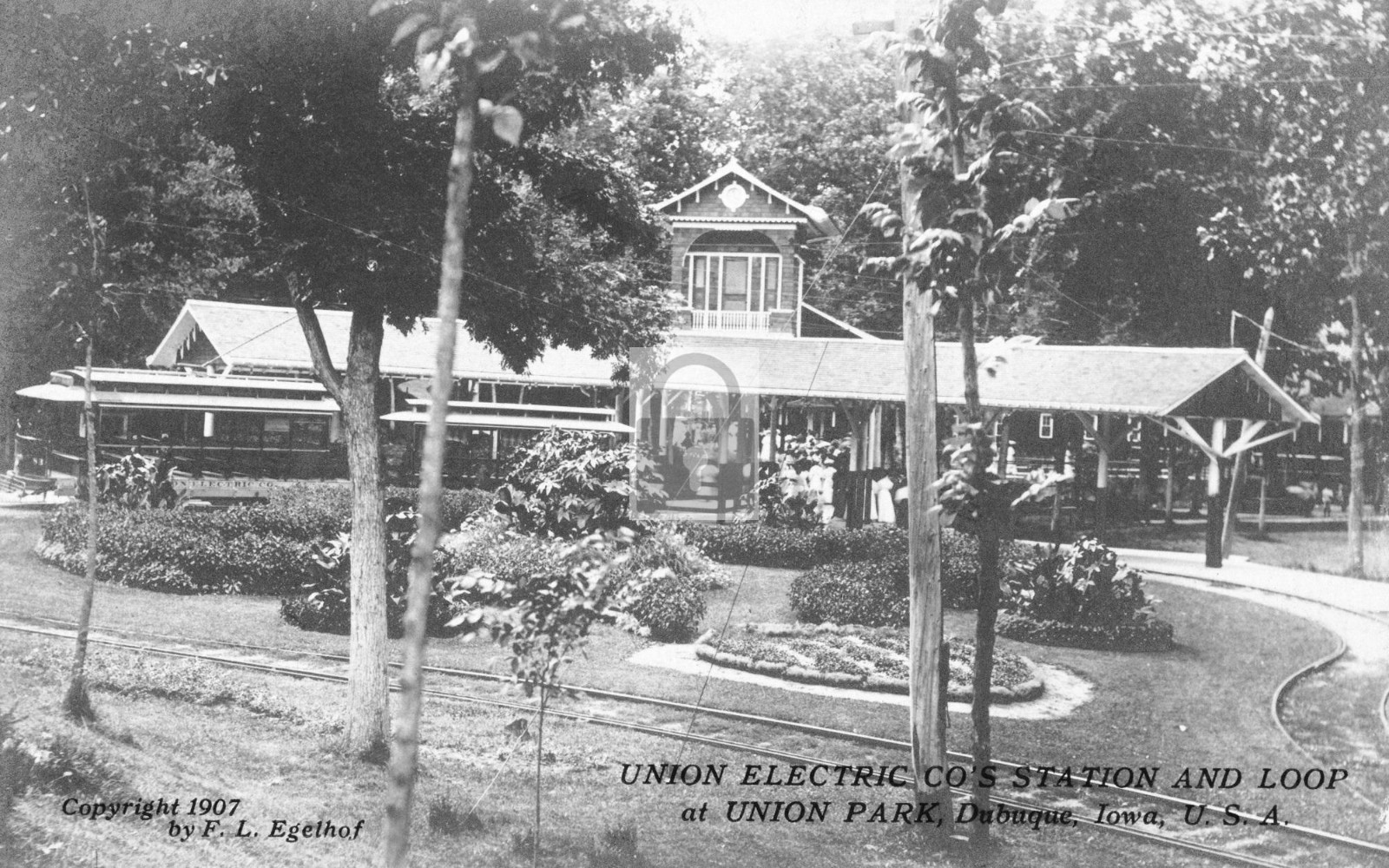 1907 Union Electric Co Railroad Station Park Dubuque Iowa IA – 11×17 Reprint