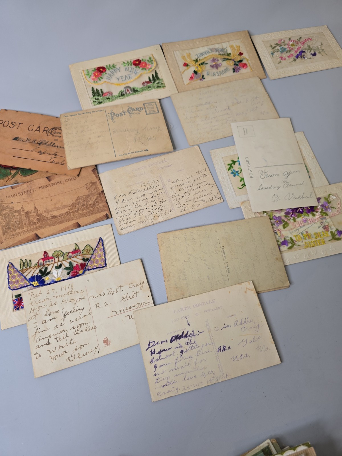 Lot Of 160 Mixed Vintage Leather Embroidered Silk Postcards Christmas Thanksgivi