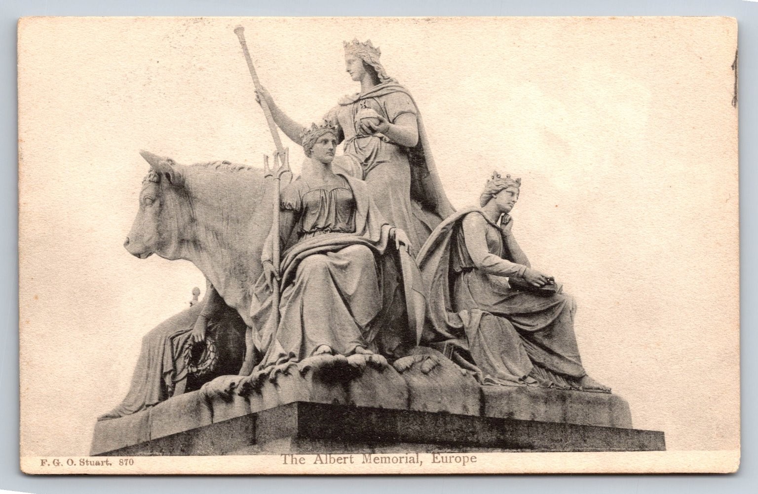 Albert Memorial London Europe Statue Vintage Postcard F.G.O. Stuart